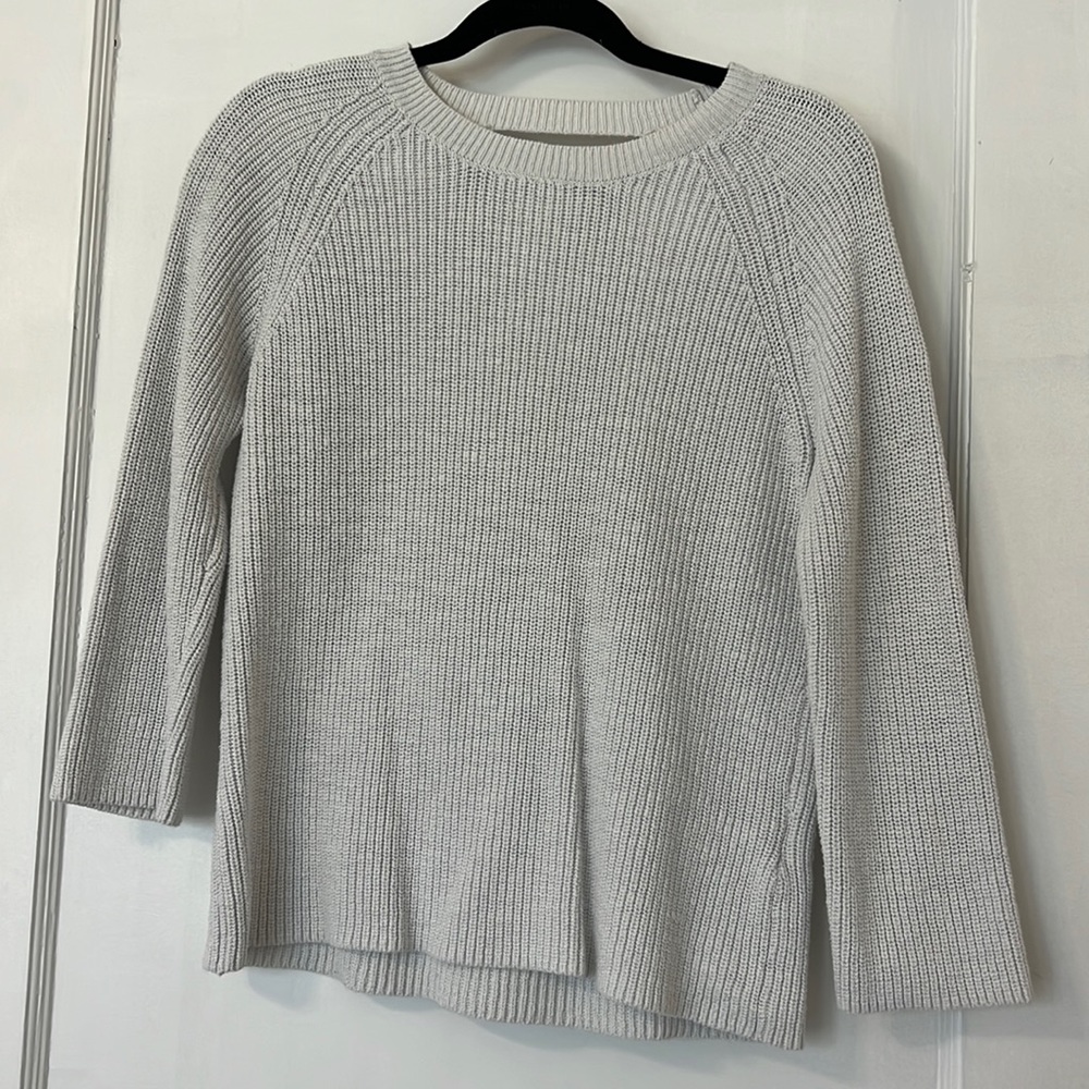 Joe fresh, white knit sweater with cut out on back. Size small.